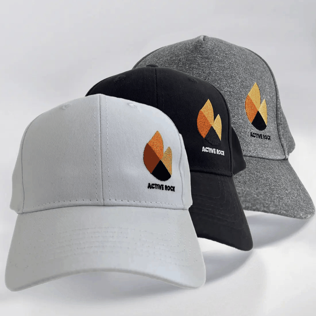 active rock classic and premium grey caps bundle with logo and features