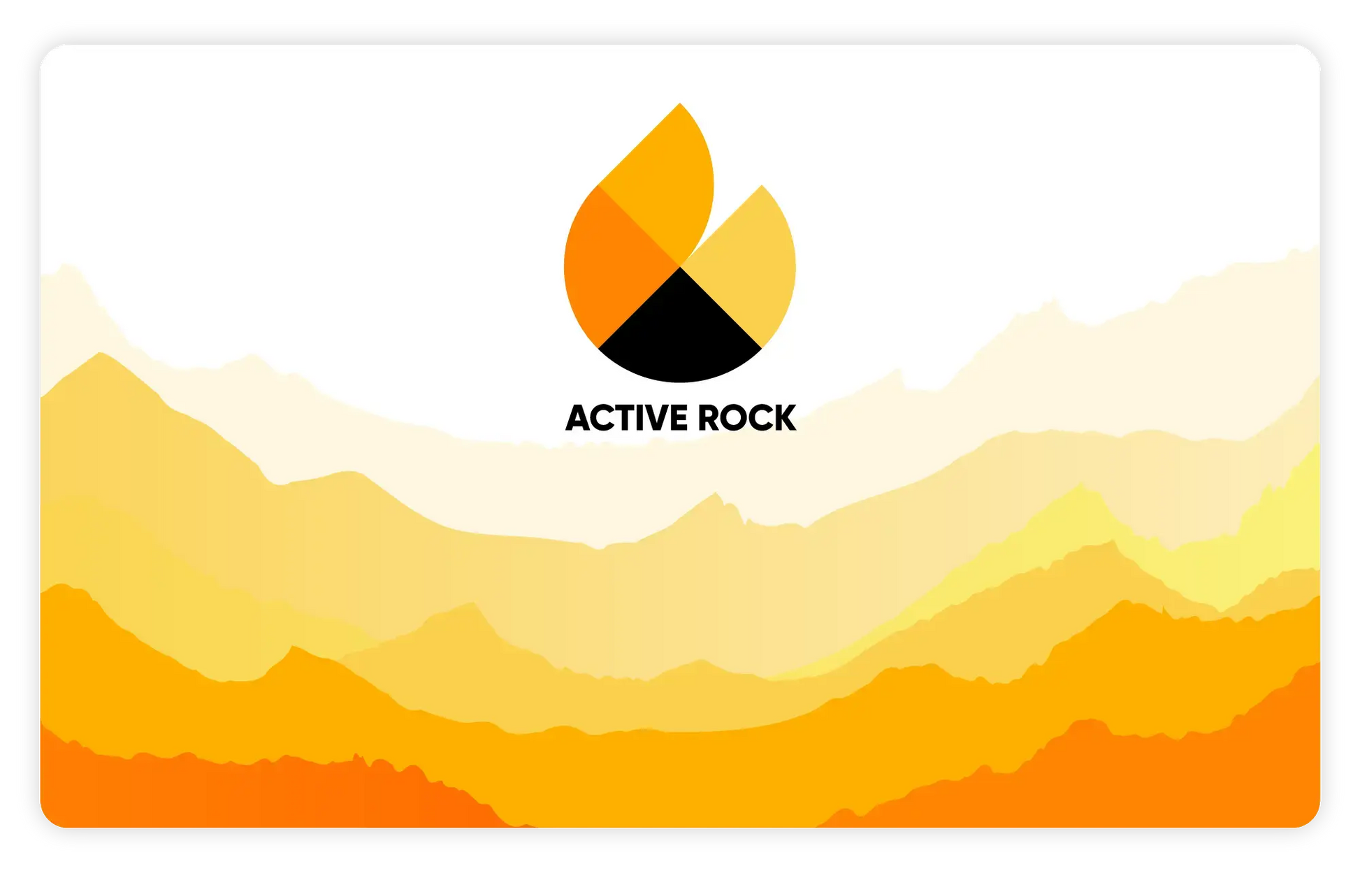 Active Rock Gift Card with a yellow and orange mountain design.